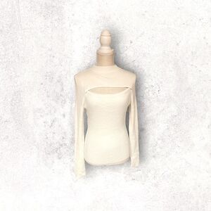 Derek Heart | NWT Women’s Ribbed Knot Peekaboo Sweater Size L Cream